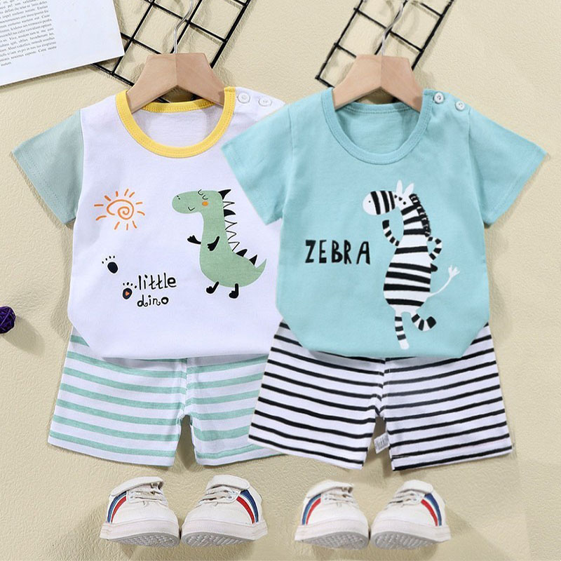 Baby Clothing For Sale - Cotton Tees+Shorts 2-piece Tracksuit Set Kid